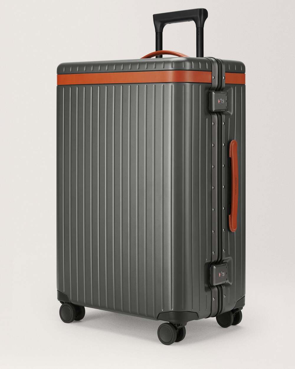 Carl Friedrik Check-In Hybrid Suitcase 76L Grey/Cognac NEW Authentic